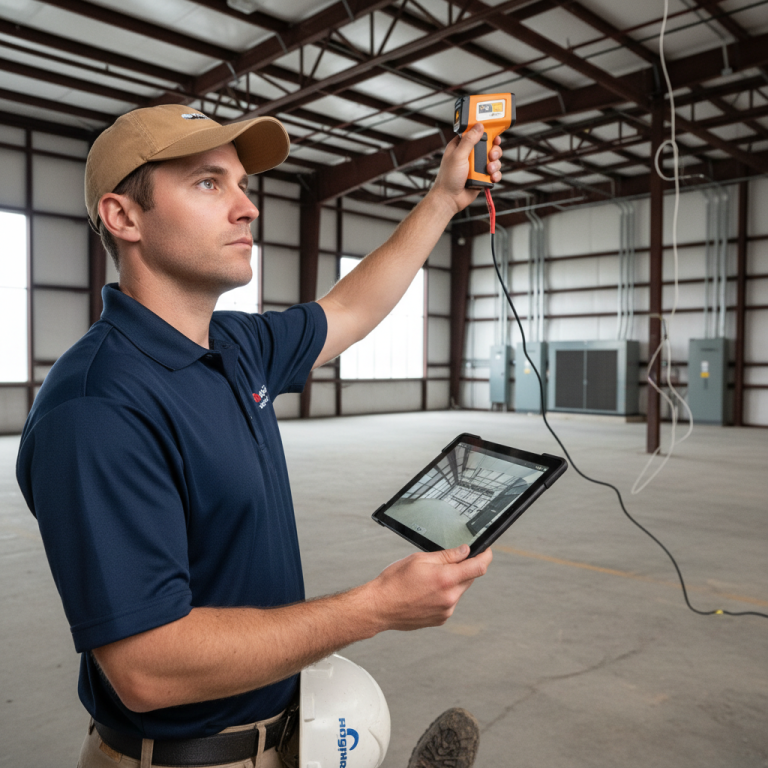 Upright Professional Inspections doing a commercial inspection in Hamilton.