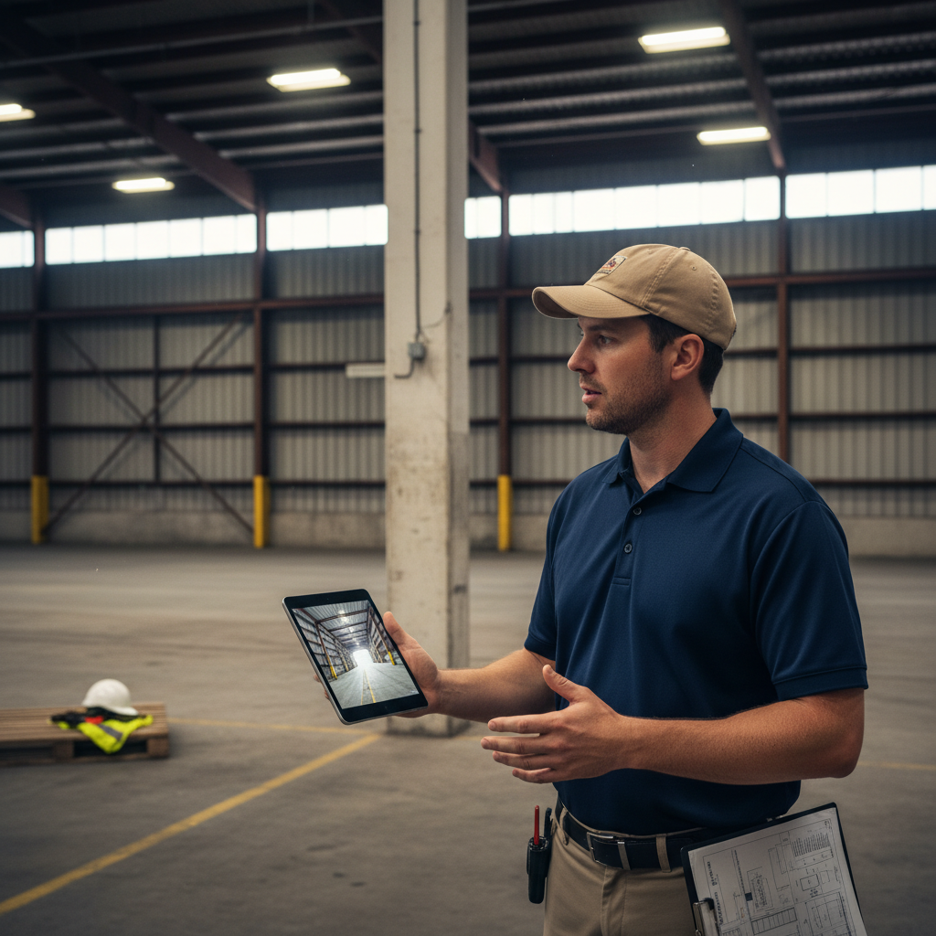 Upright Professional Inspections doing a commercial inspection in Teague.