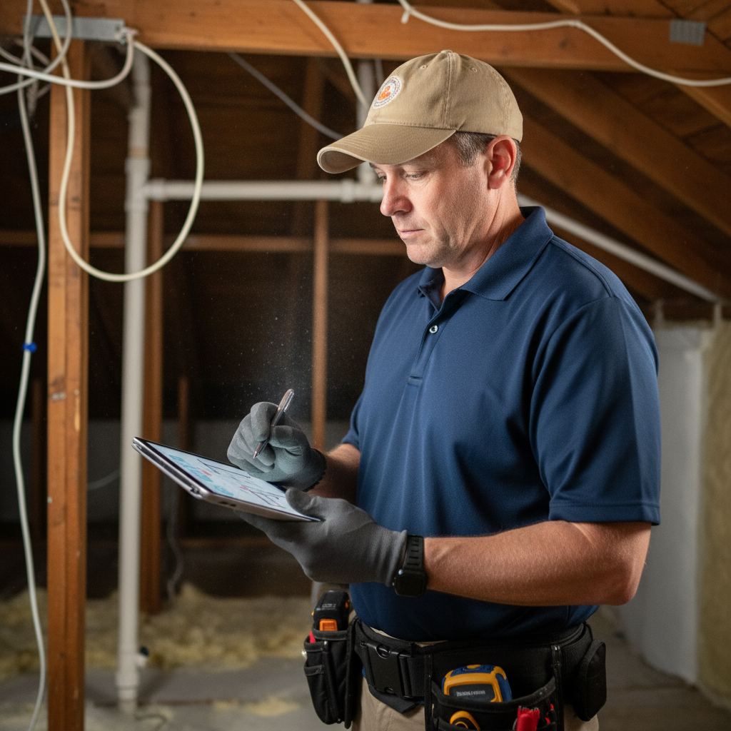 Upright Professional Inspections doing a home inspection.