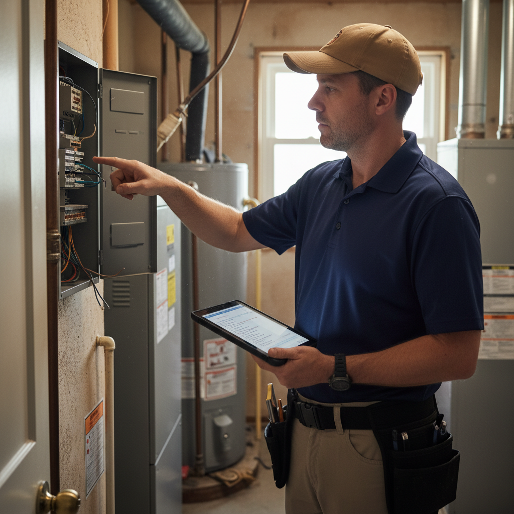 Upright Professional Inspections doing a home inspection.