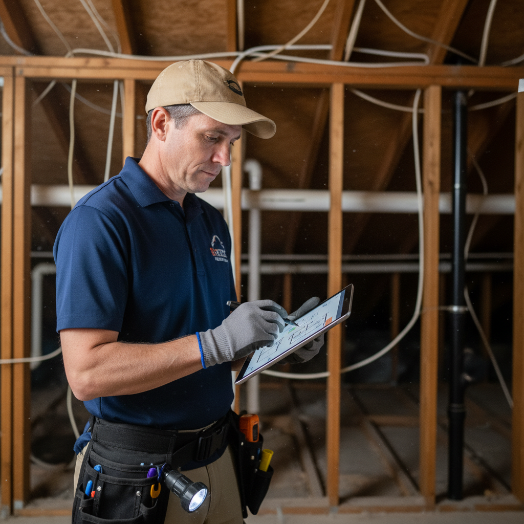 Upright Professional Inspections doing a home inspection.