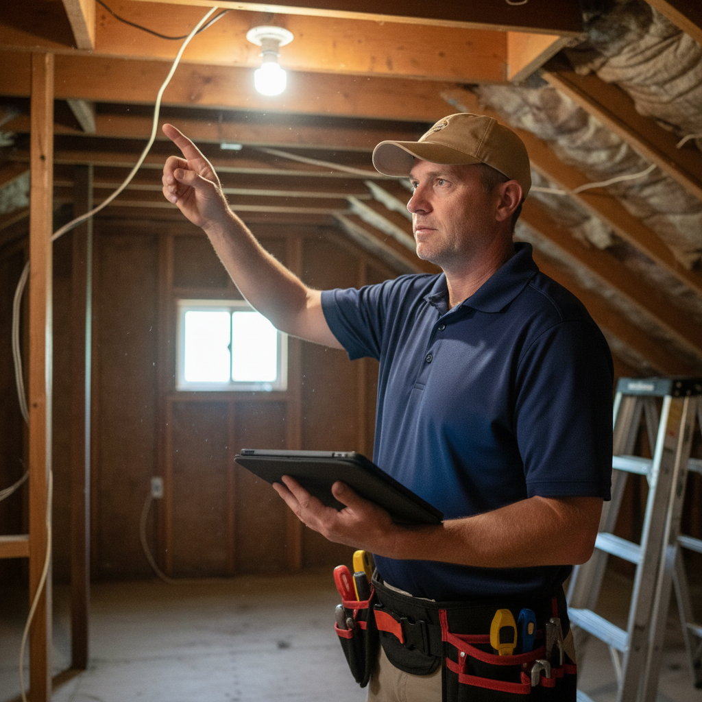 Upright Professional Inspections doing a home inspection.