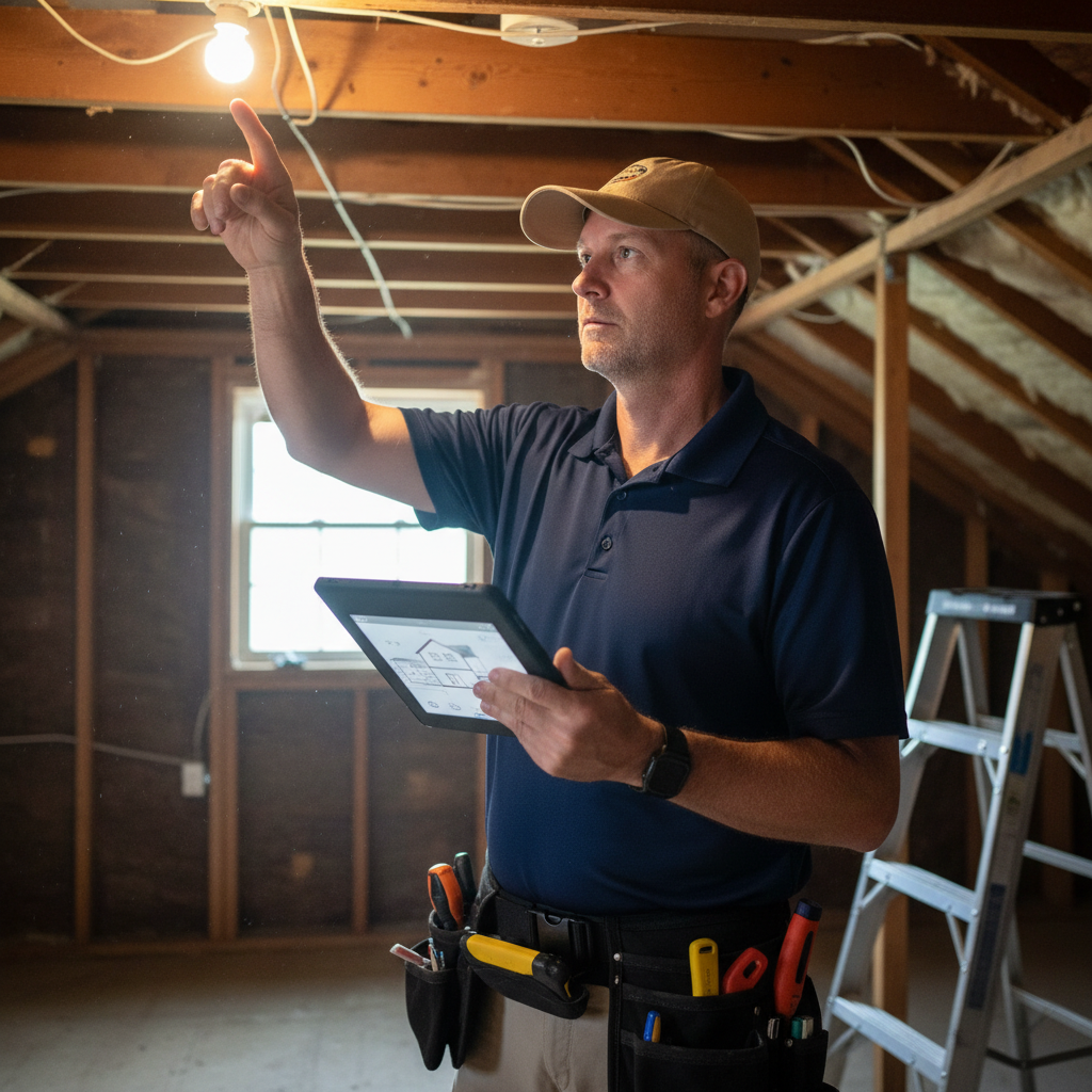 Upright Professional Inspections doing a home inspection.