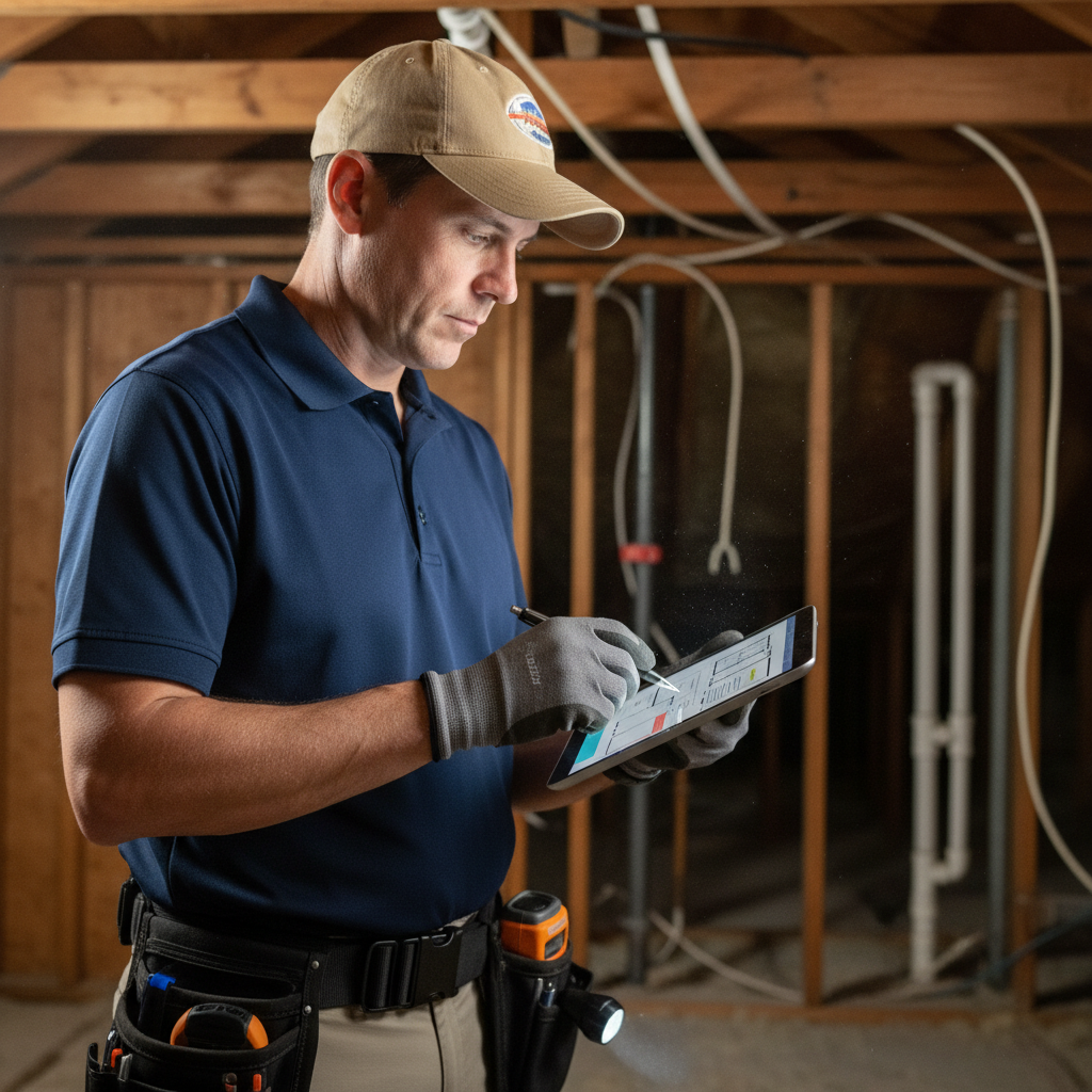 Upright Professional Inspections doing a home inspection.