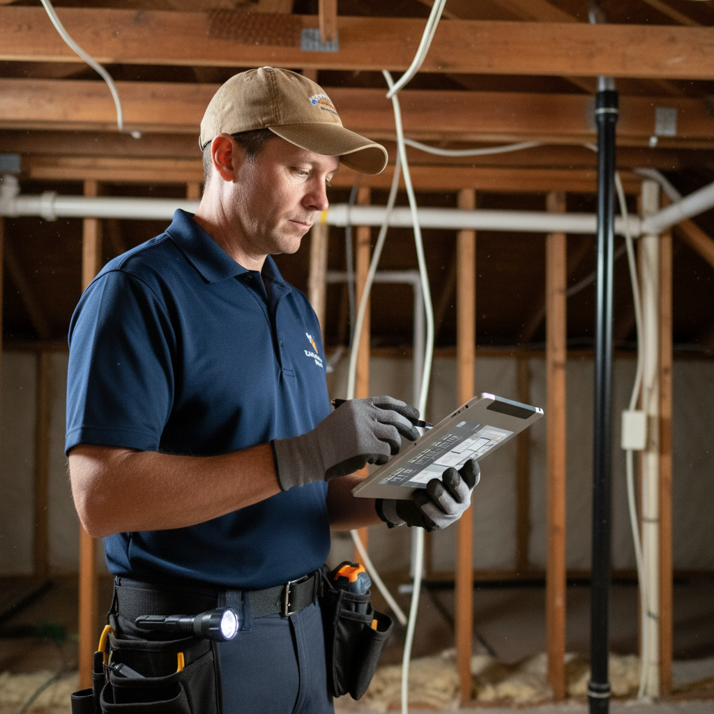 Upright Professional Inspections doing a home inspection.