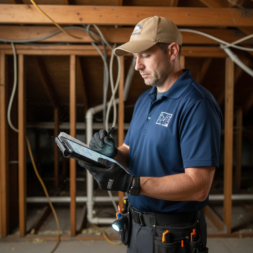 Upright Professional Inspections doing a home inspection.