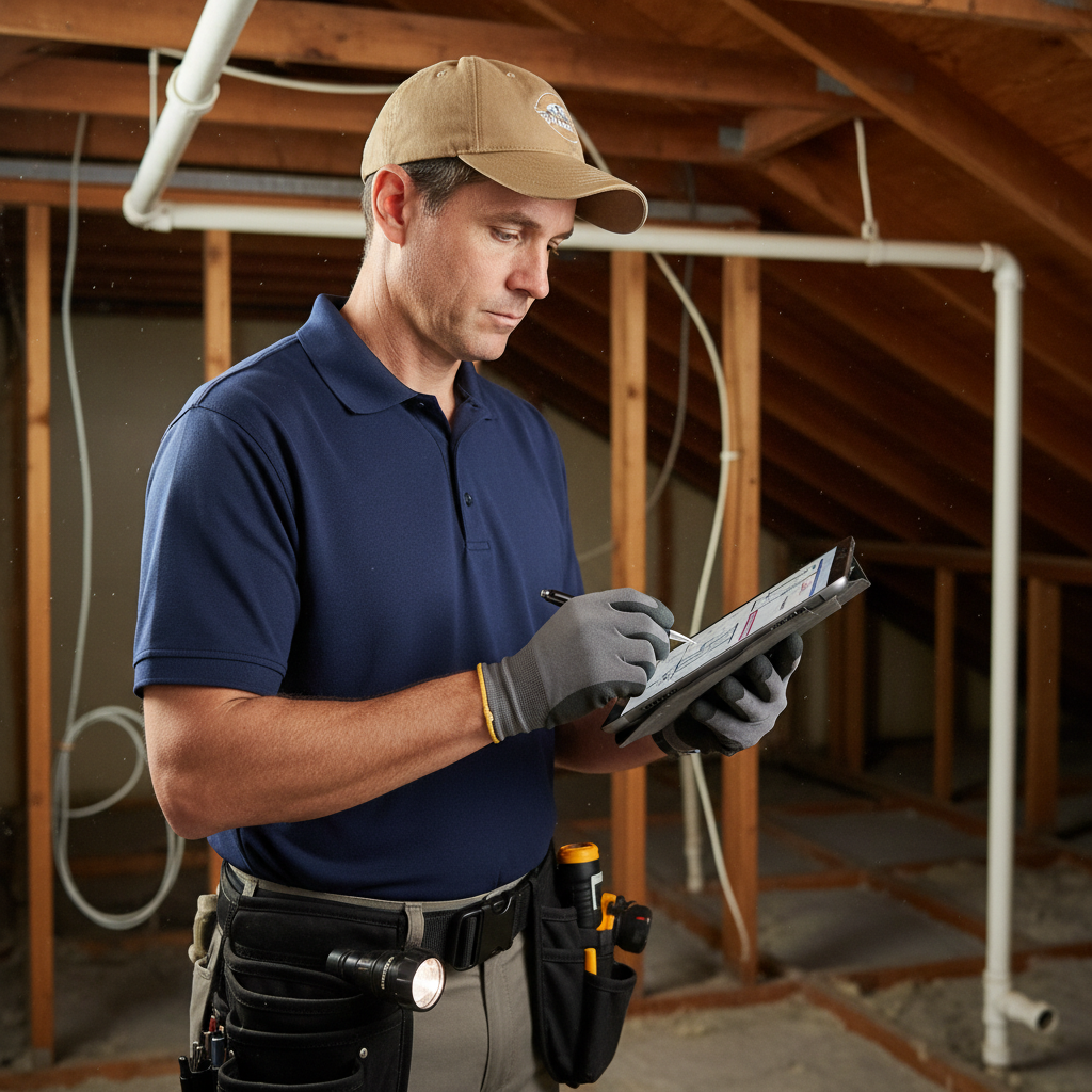 Upright Professional Inspections doing a home inspection.