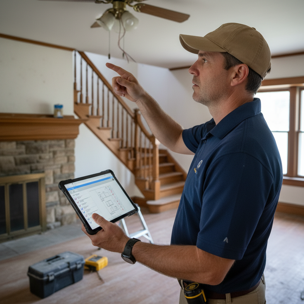 Upright Professional Inspections doing a home inspection.