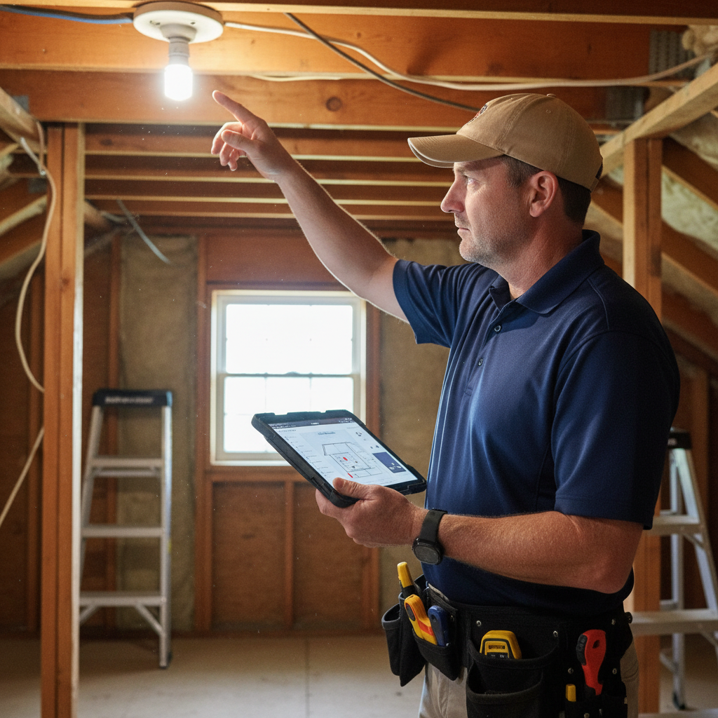 Upright Professional Inspections doing a home inspection.