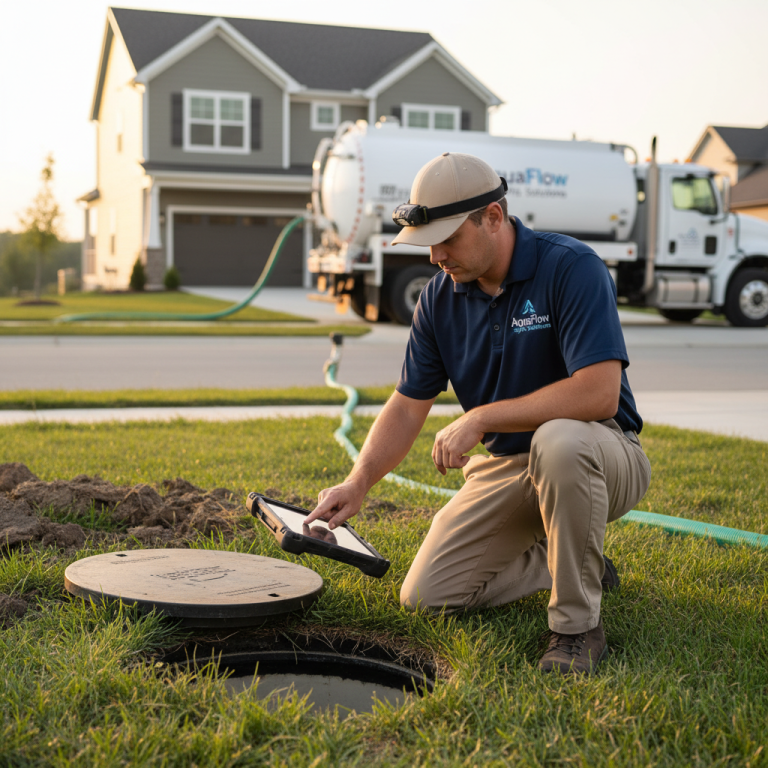 Upright Professional Inspections doing a septic inspection in Alvarado.