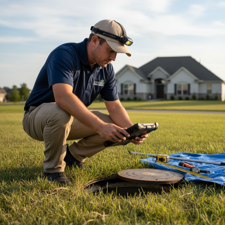 Upright Professional Inspections doing a septic inspection in Axtell.
