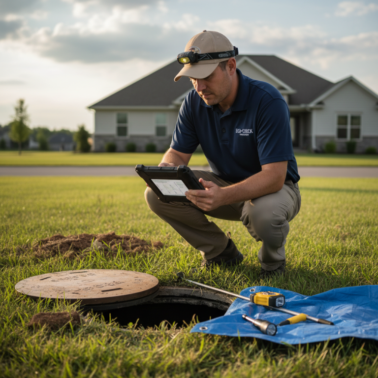 Upright Professional Inspections doing a septic inspection in Bartlett.