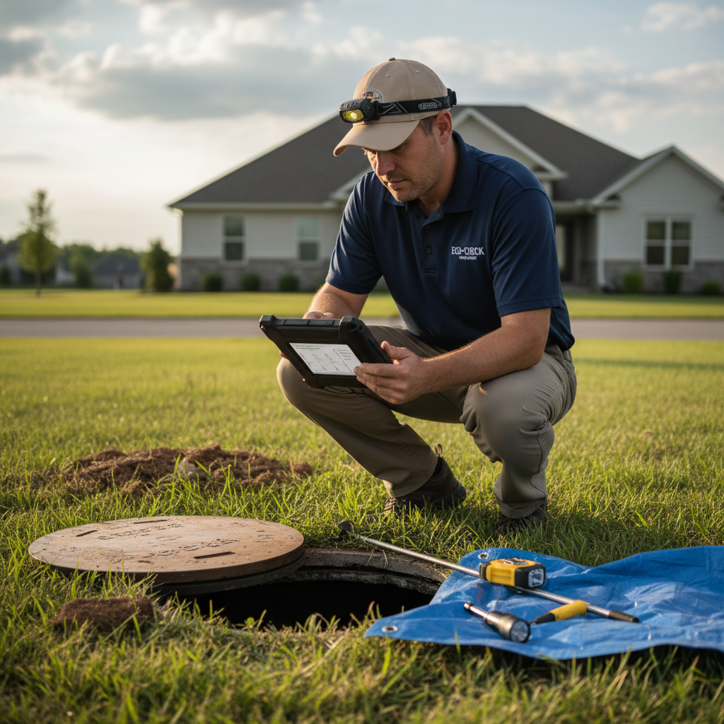 Upright Professional Inspections doing a septic inspection in Bartlett.