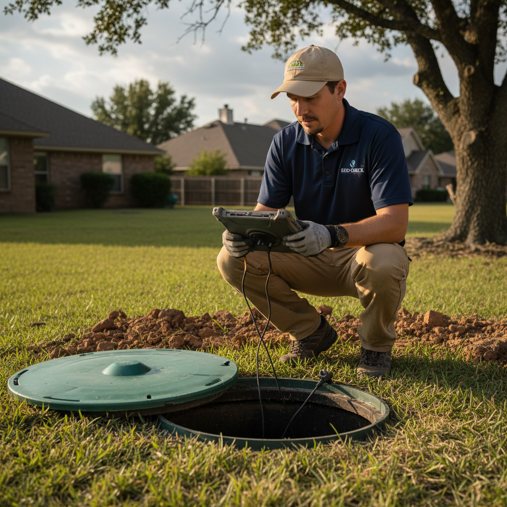 Upright Professional Inspections doing a septic inspection in Bellmead.