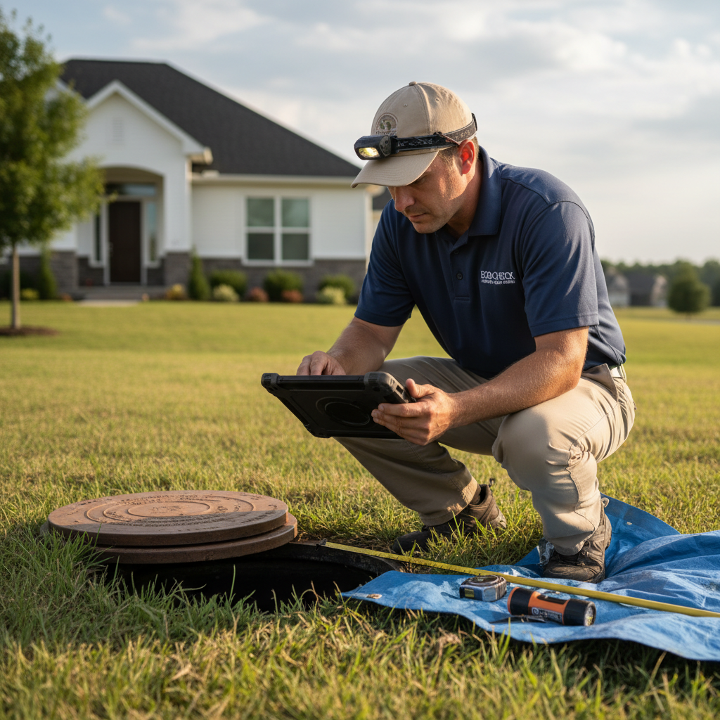 Upright Professional Inspections doing a septic inspection in Bruceville-Eddy.