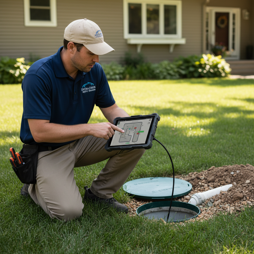 Upright Professional Inspections doing a septic inspection in Cameron.