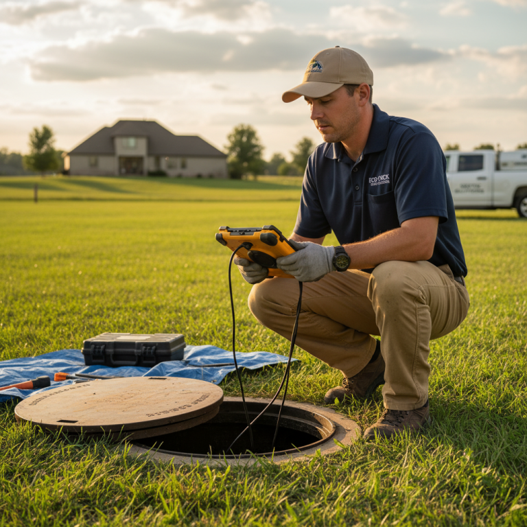 Upright Professional Inspections doing a septic inspection in Clifton.
