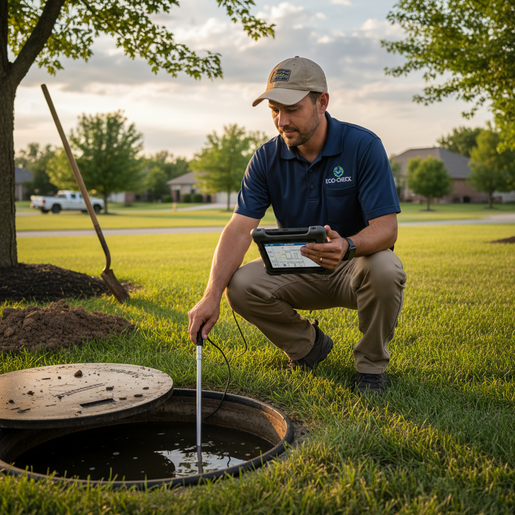 Upright Professional Inspections doing a septic inspection in Copperas Cove.