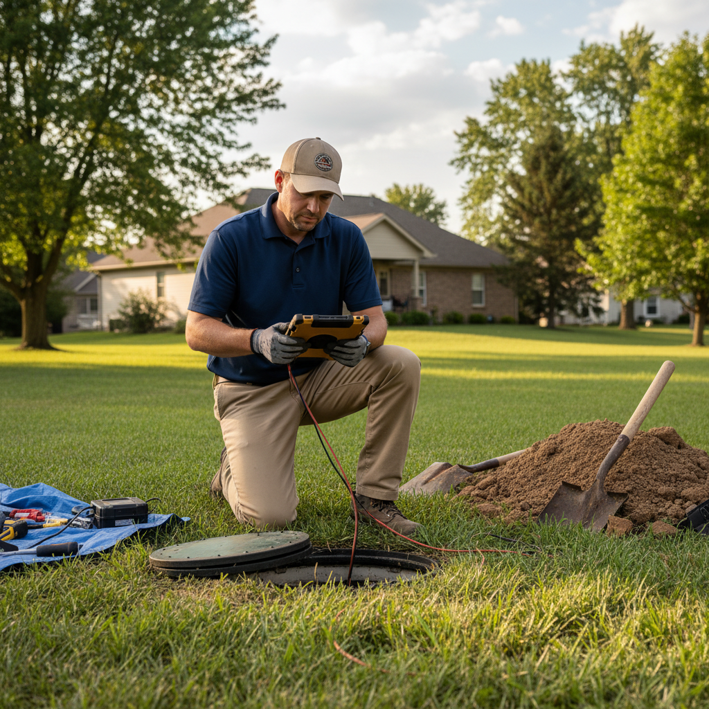 Upright Professional Inspections doing a septic inspection in Fairfield.