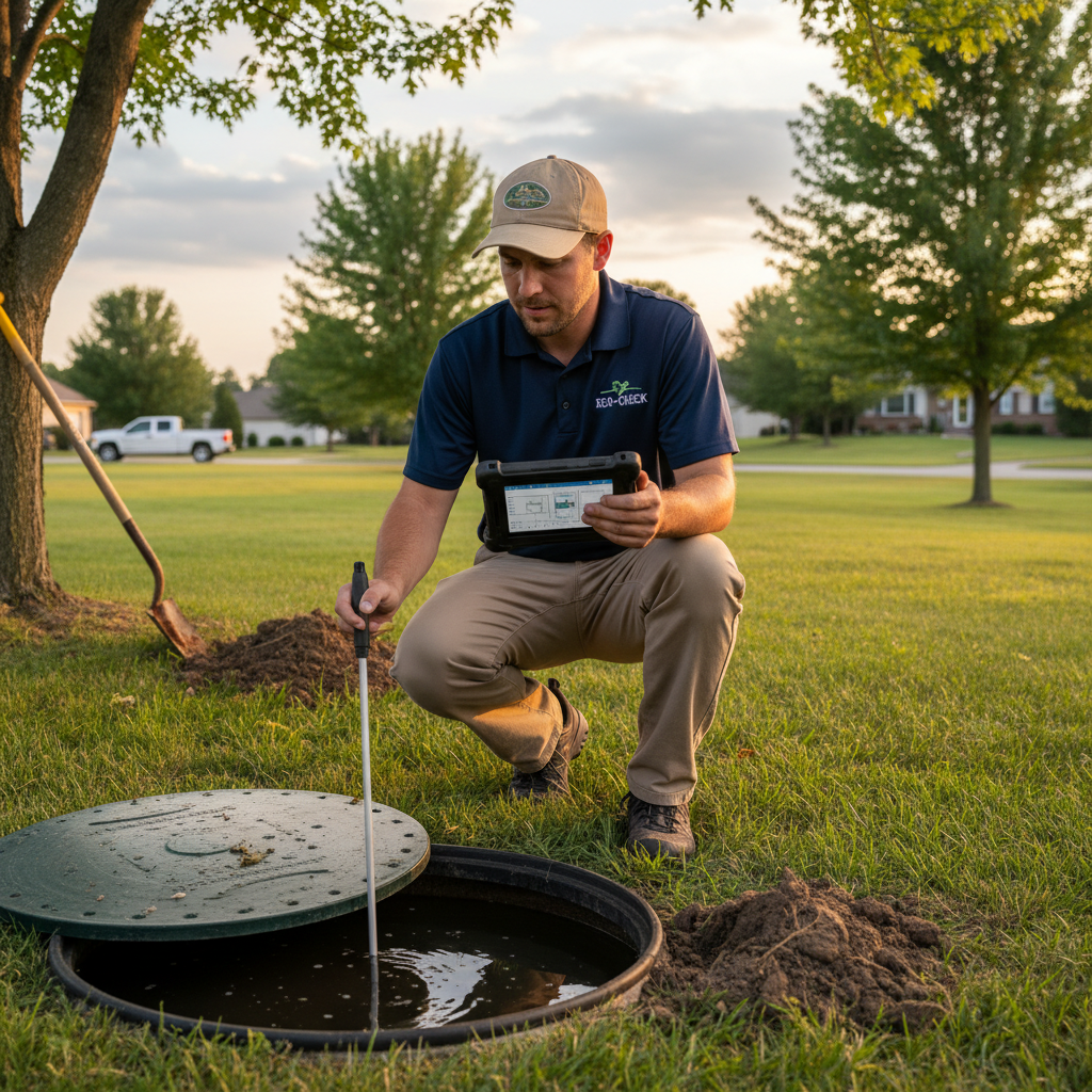 Upright Professional Inspections doing a septic inspection in Franklin.