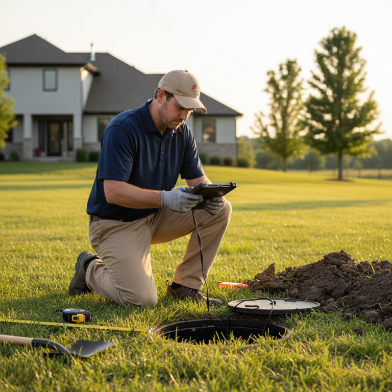 Upright Professional Inspections doing a septic inspection in Gatesville.