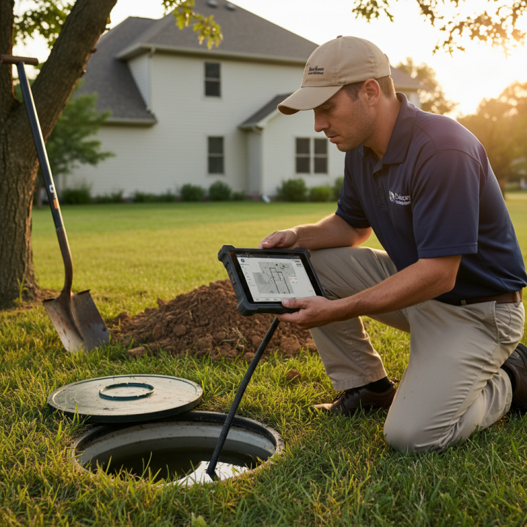Upright Professional Inspections doing a septic inspection in Georgetown.