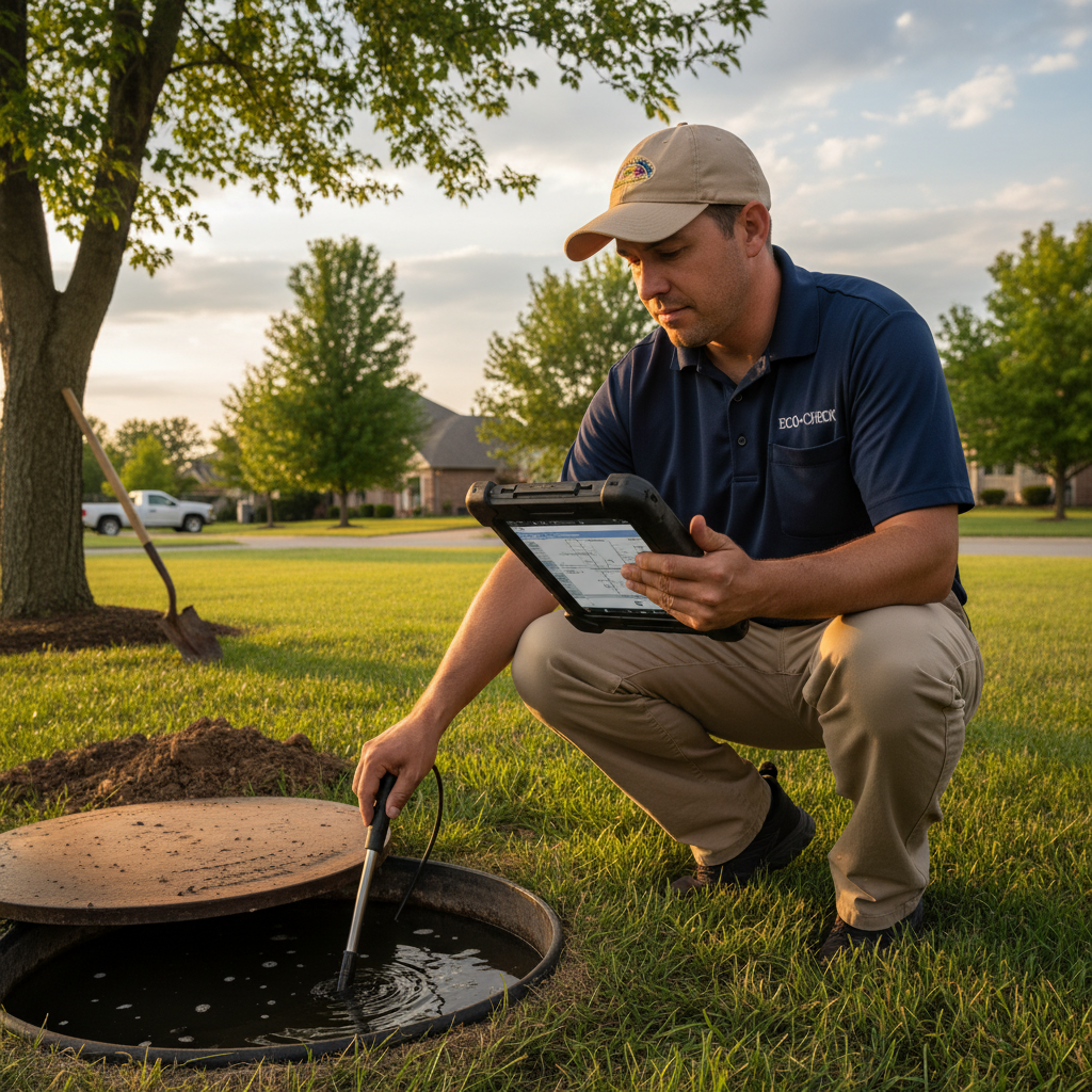 Upright Professional Inspections doing a septic inspection in Gholson.