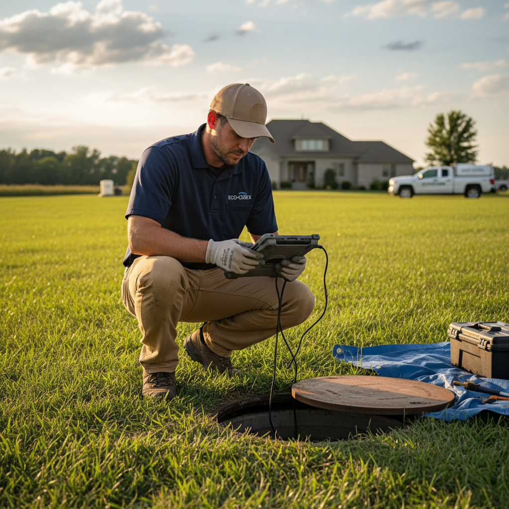 Upright Professional Inspections doing a septic inspection in Glen Rose.