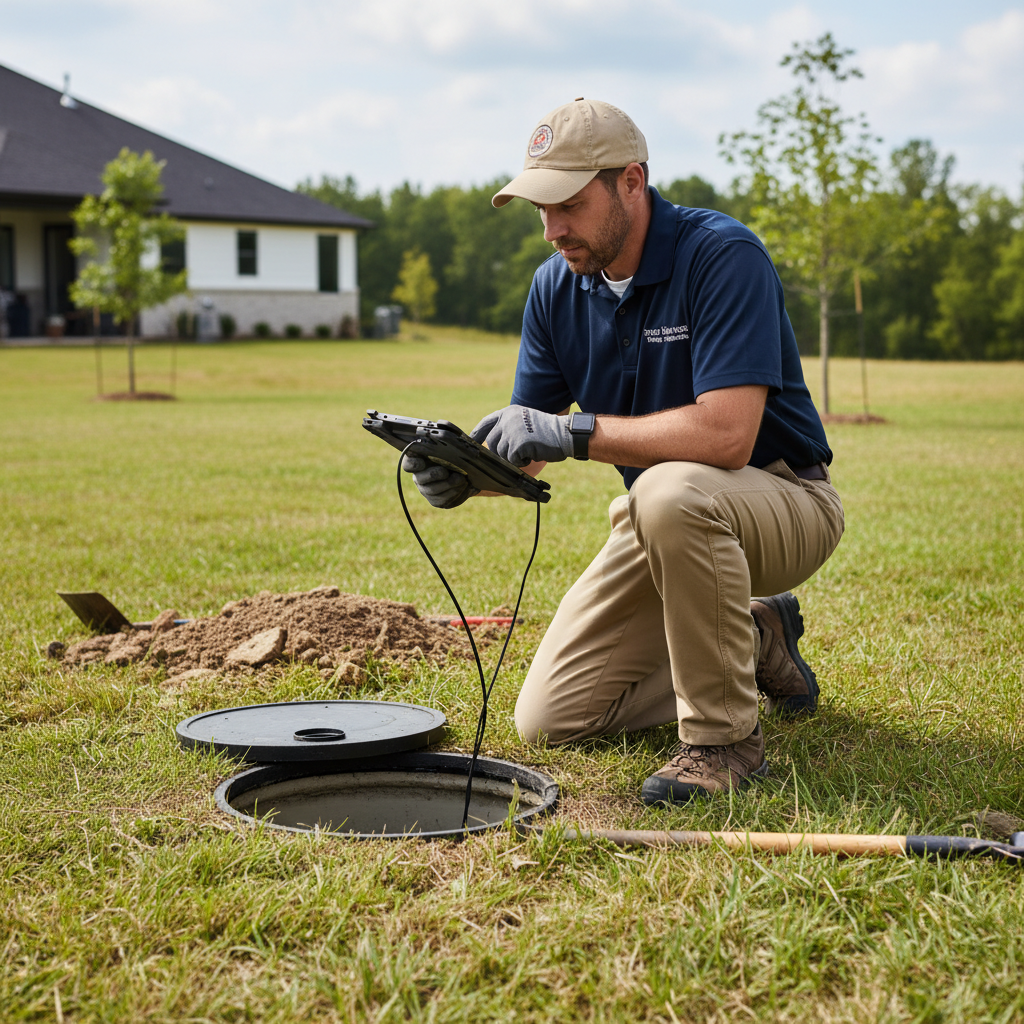 Upright Professional Inspections doing a septic inspection in Grandview.