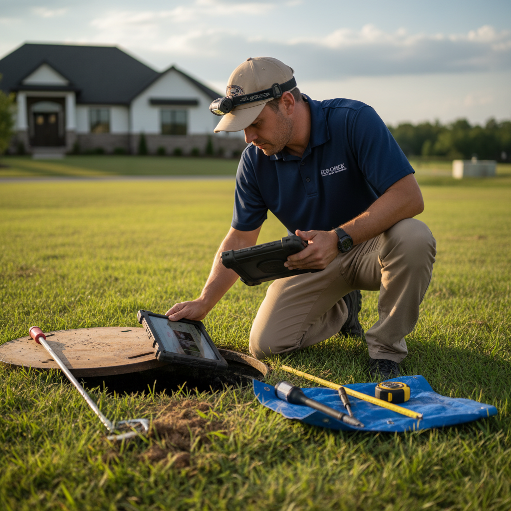 Upright Professional Inspections doing a septic inspection in Hamilton.