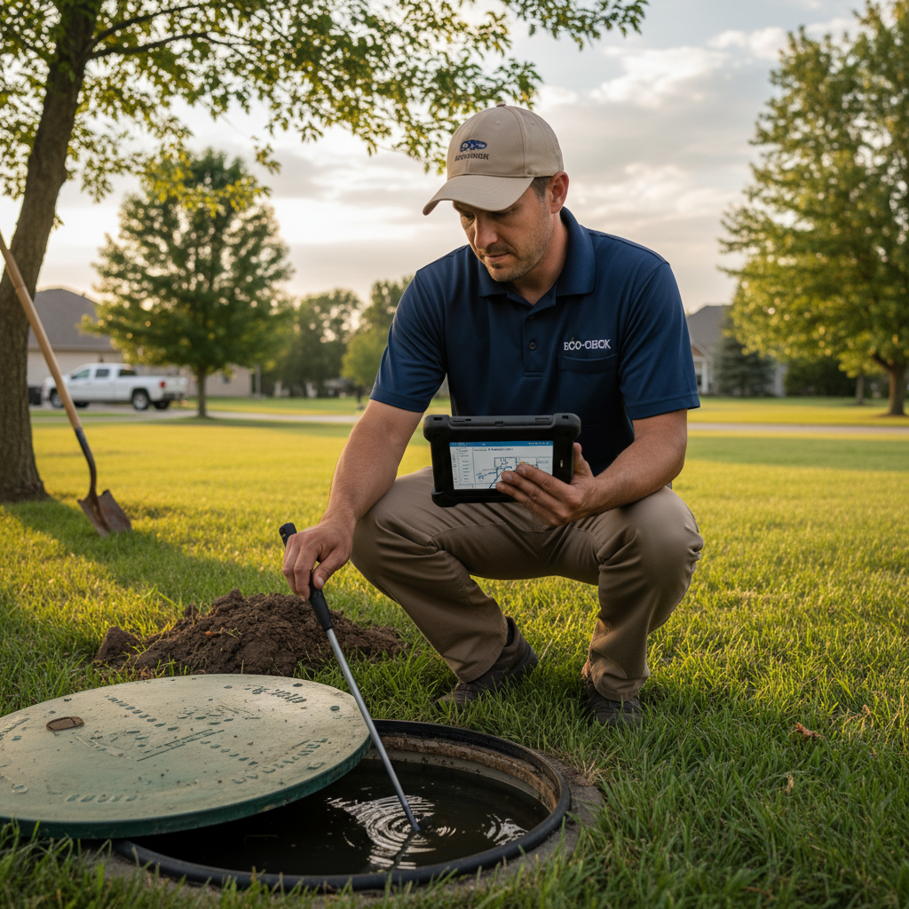 Upright Professional Inspections doing a septic inspection in Harker Heights.