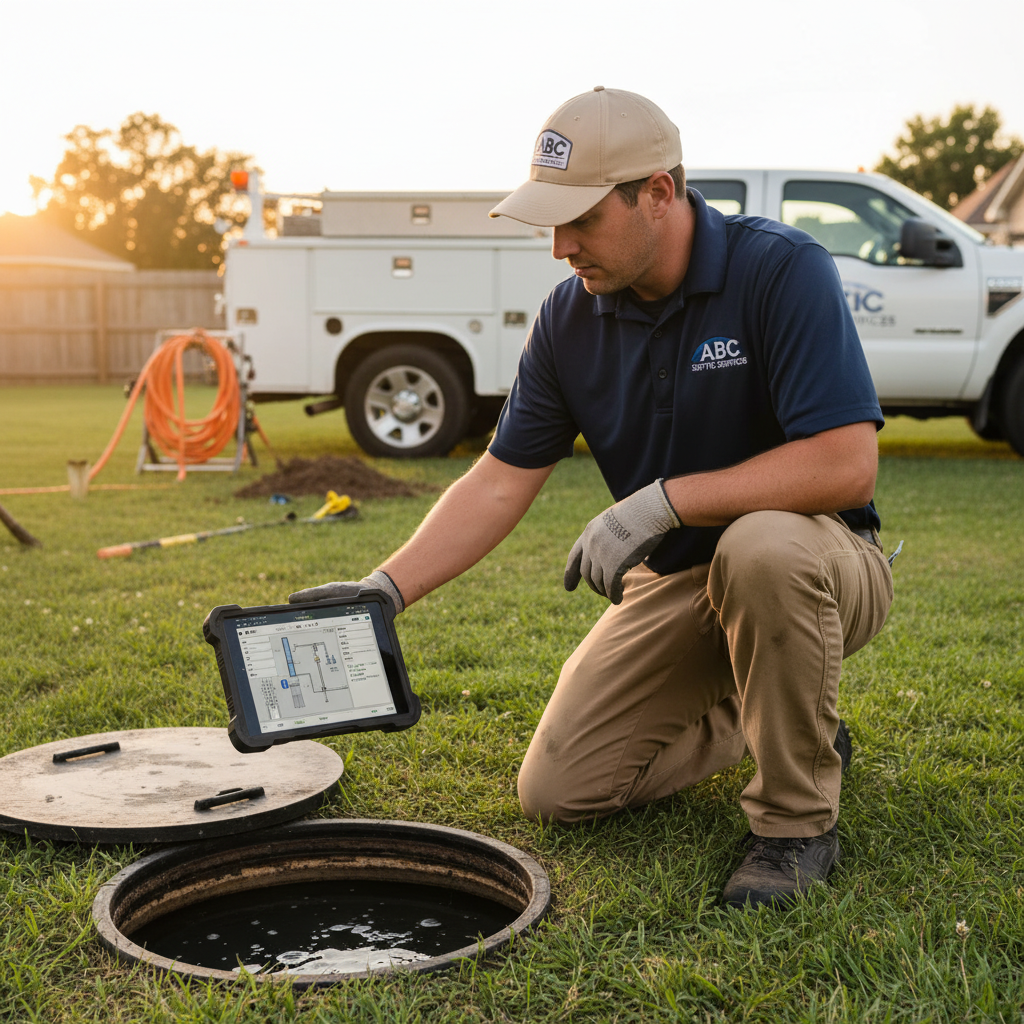 Upright Professional Inspections doing a septic inspection in Hearne.