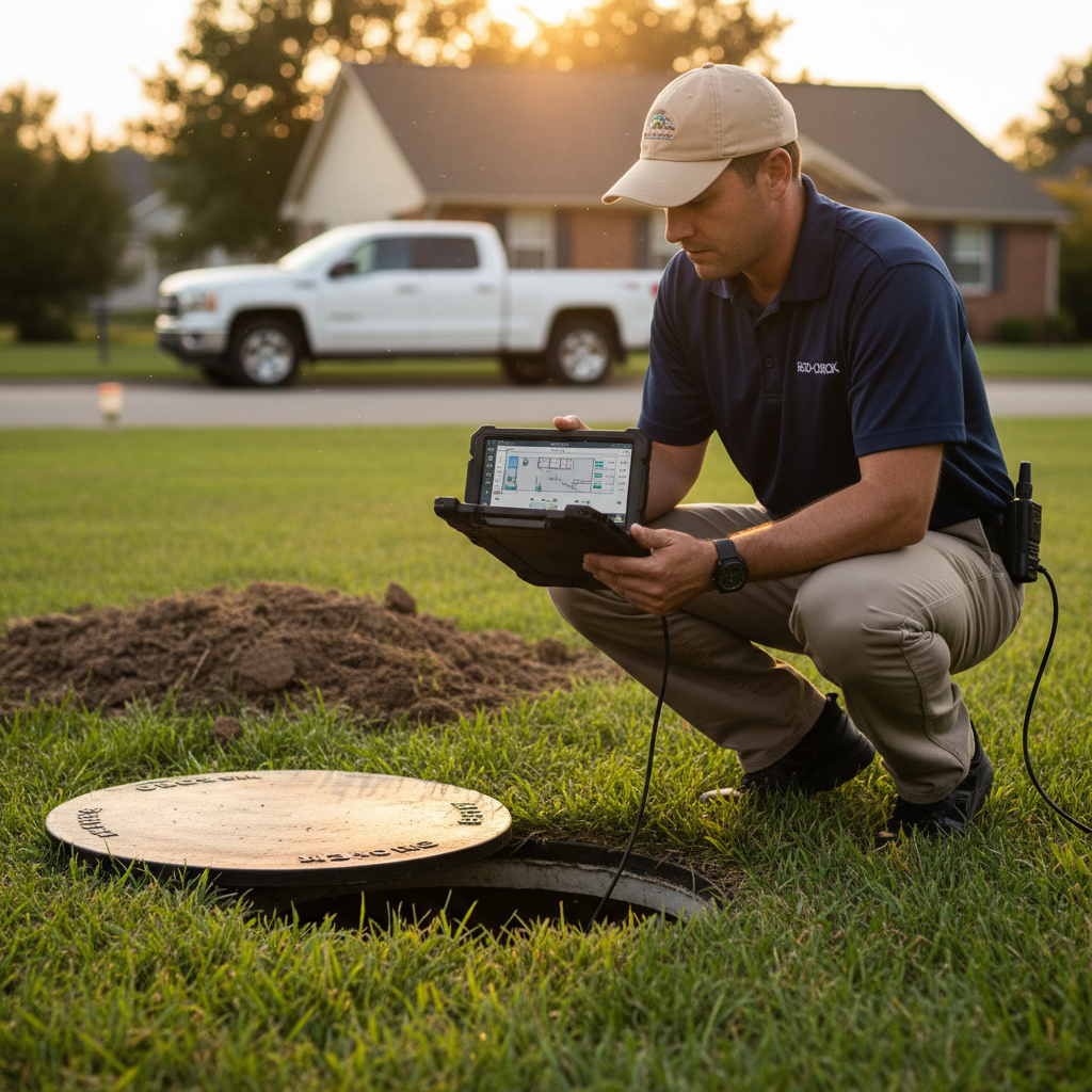 Upright Professional Inspections doing a septic inspection in Hewitt.