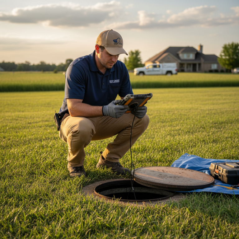 Upright Professional Inspections doing a septic inspection in Holland.