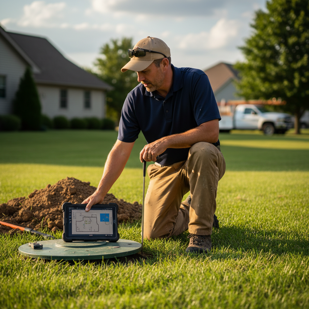 Upright Professional Inspections doing a septic inspection in Hubbard.