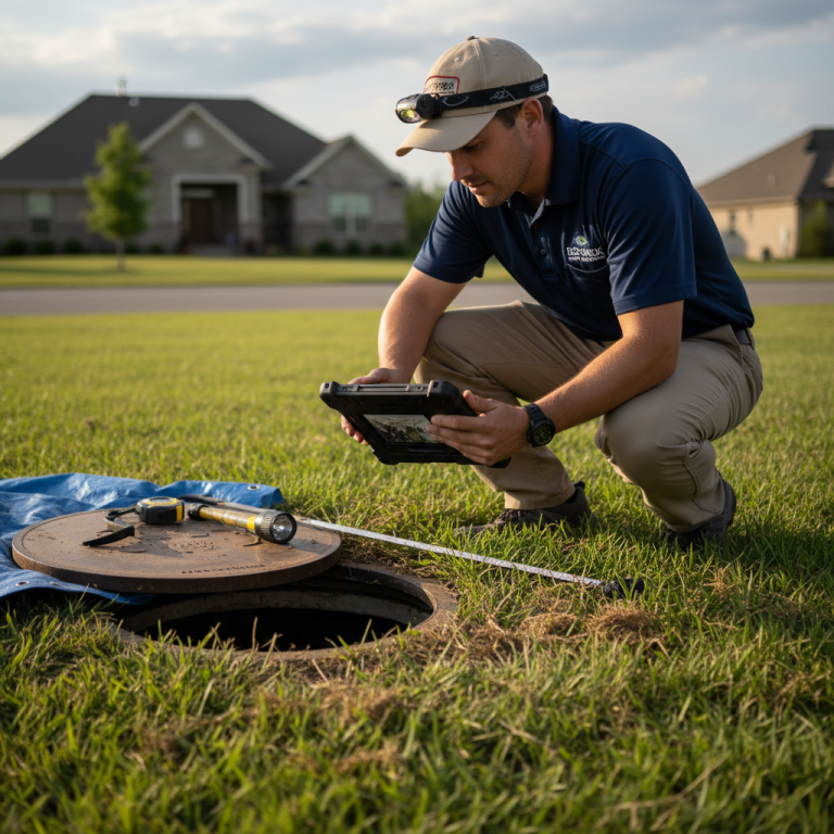 Upright Professional Inspections doing a septic inspection in Hutto.