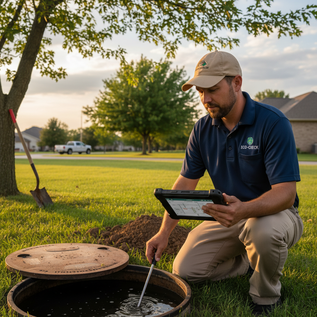 Upright Professional Inspections doing a septic inspection in Keene.