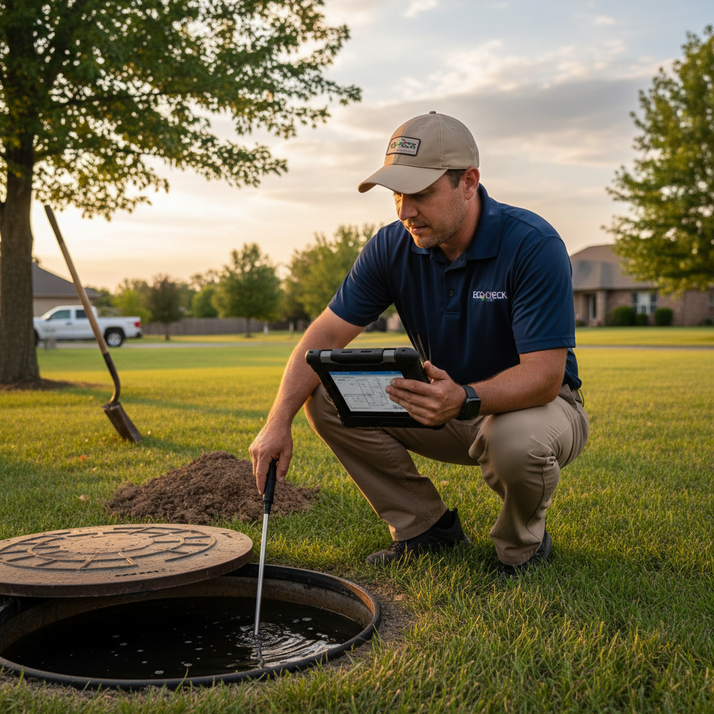 Upright Professional Inspections doing a septic inspection in Kempner.
