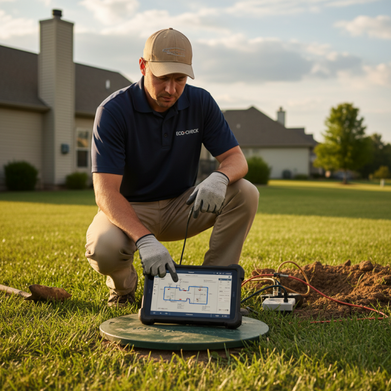 Upright Professional Inspections doing a septic inspection in Killeen.