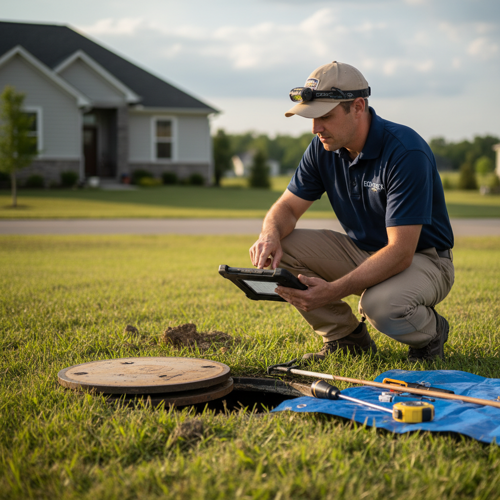 Upright Professional Inspections doing a septic inspection in Lacy-Lakeview.