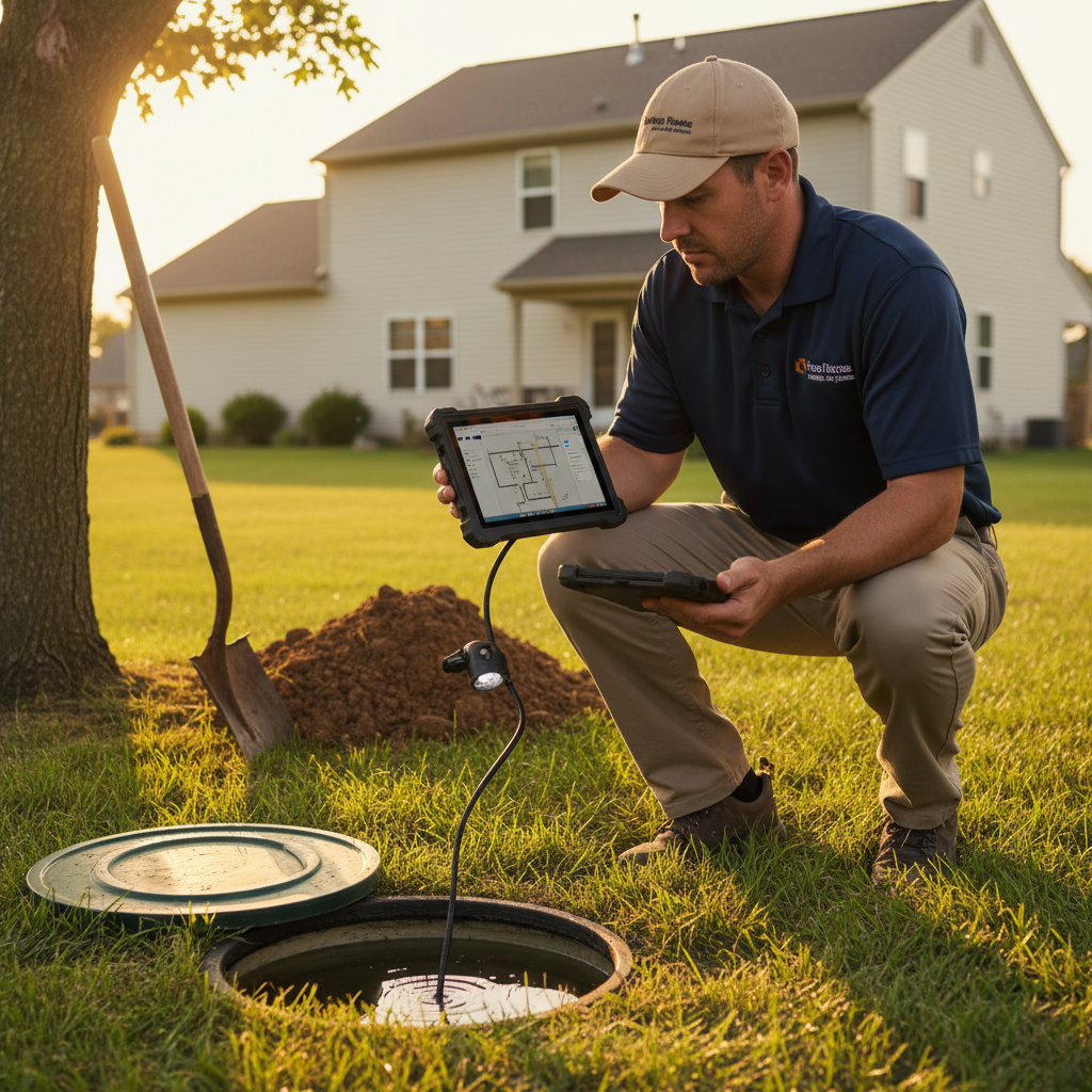 Upright Professional Inspections doing a septic inspection in Laguna Park.