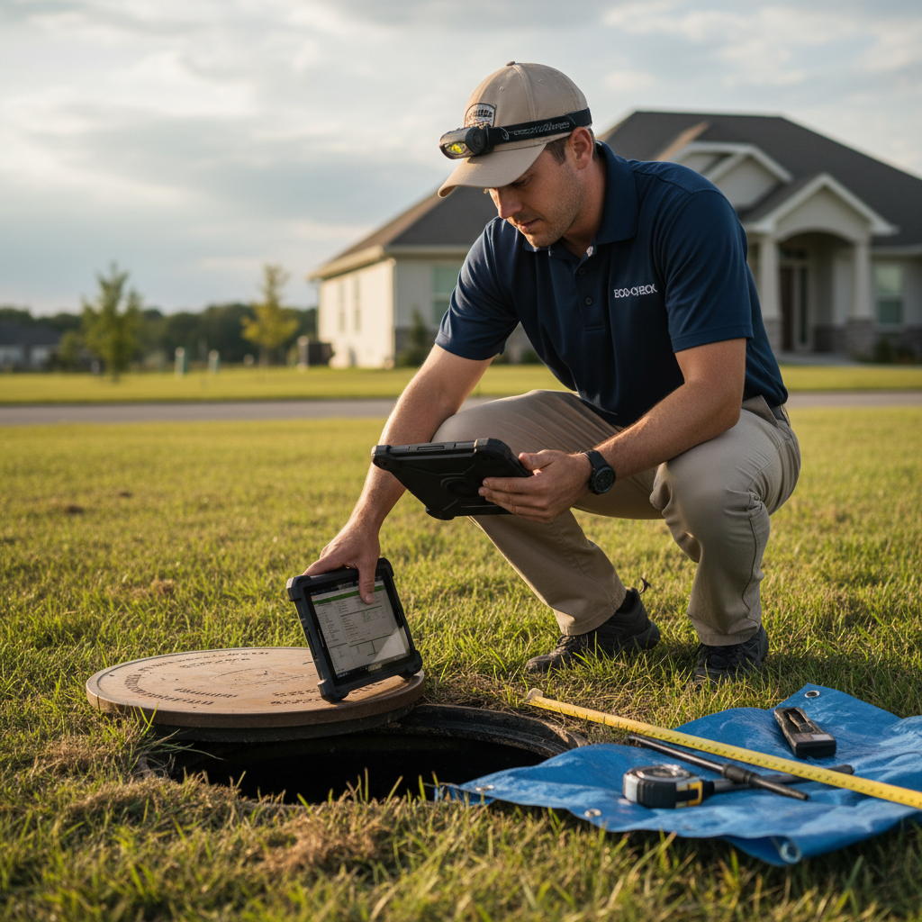 Upright Professional Inspections doing a septic inspection in Leander.