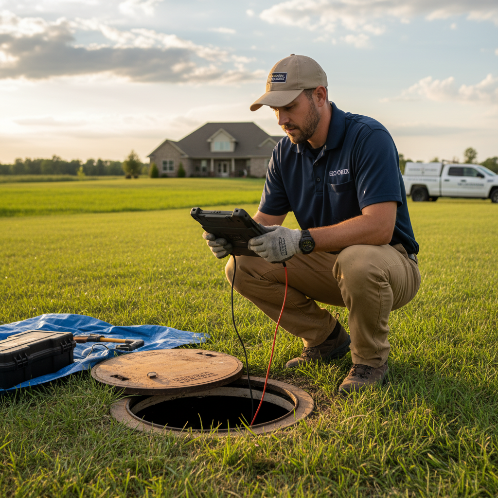 Upright Professional Inspections doing a septic inspection in Liberty Hill.