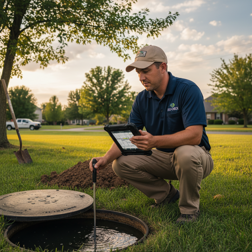 Upright Professional Inspections doing a septic inspection in Marlin.