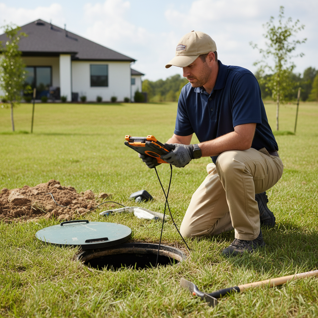 Upright Professional Inspections doing a septic inspection in Meridian.