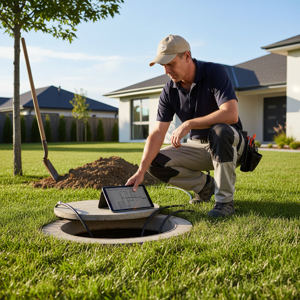 Upright Professional Inspections doing a septic inspection in Mexia.