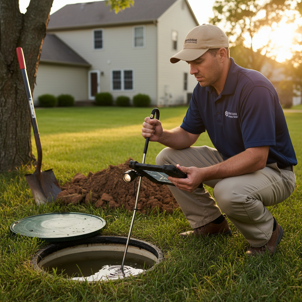 Upright Professional Inspections doing a septic inspection in Nolanville.
