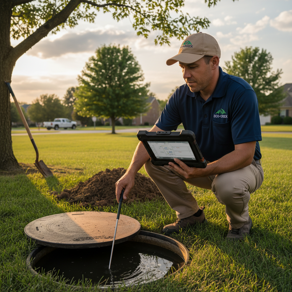 Upright Professional Inspections doing a septic inspection in Riesel.