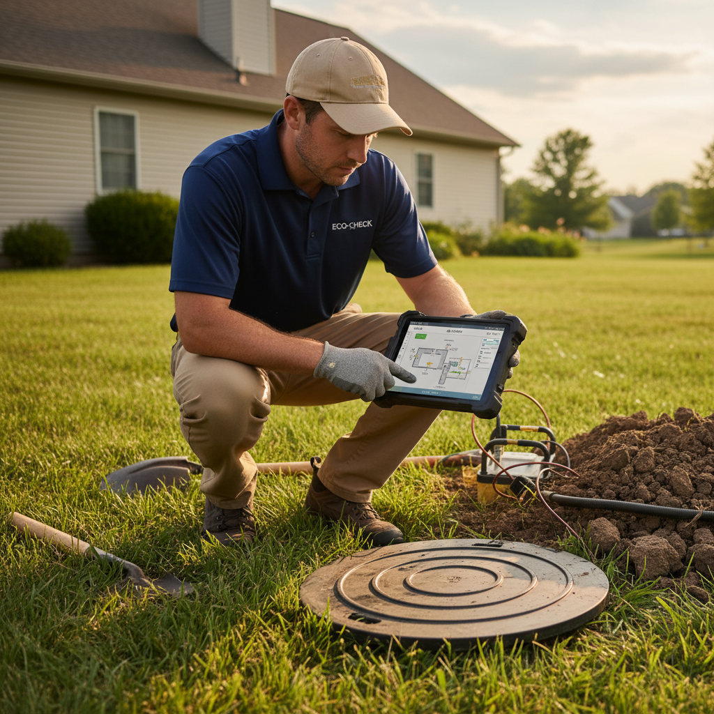 Upright Professional Inspections doing a septic inspection in Rogers.