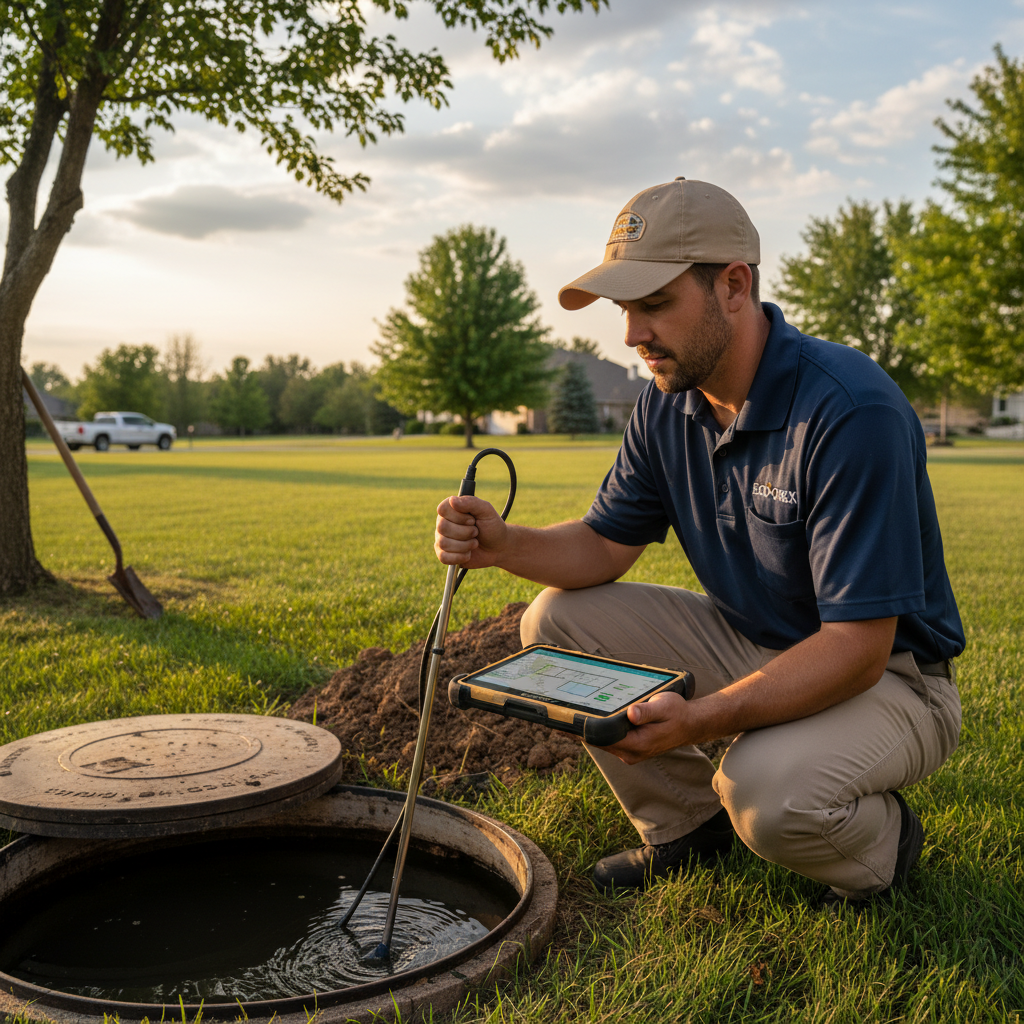 Upright Professional Inspections doing a septic inspection in Rosebud.